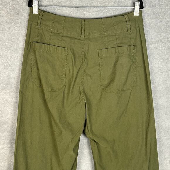 Maeve Anthropologie Pants Womens 32 Green Colette Wide Leg Crop Stretch Preppy - Picture 4 of 12